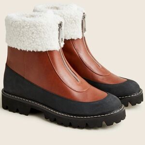 J Crew Gwen lug-sole front- zip boots